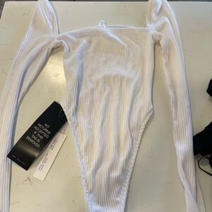 ARE YOU AM I White Ribbed Bodysuit
